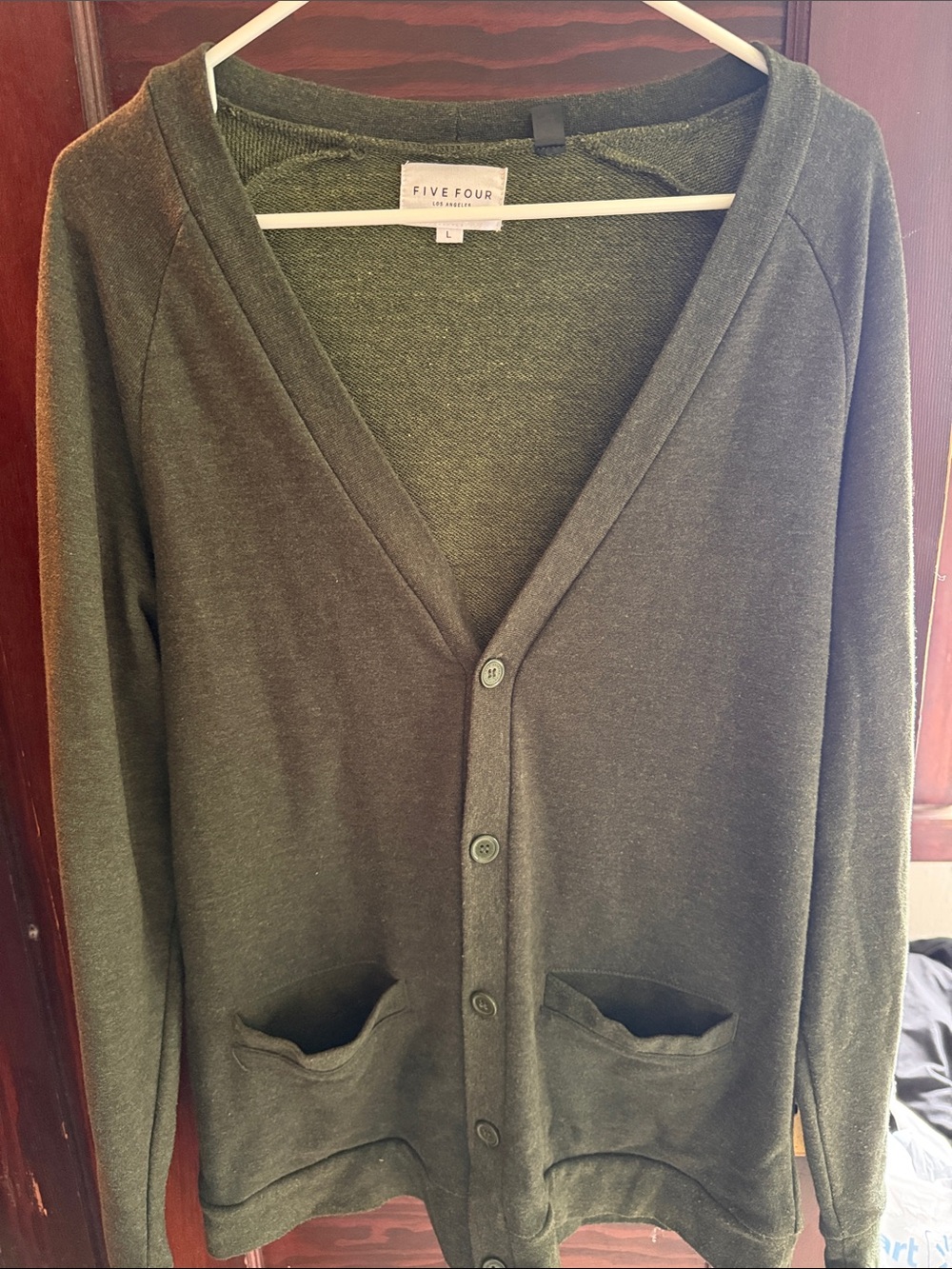 Five Four Olive Green Men's V-Neck Button Cardigan